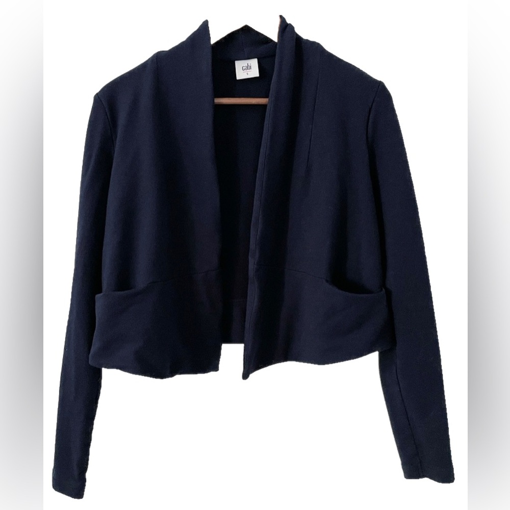 Cabi Navy Cropped Knit Open Front Blazer Jacket | Style 5153 | Small - Picture 4 of 9
